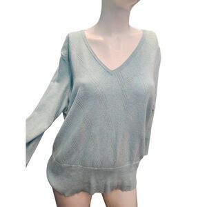 Faded Glory Blue V Neck Pullover Sweater Womens Size XL